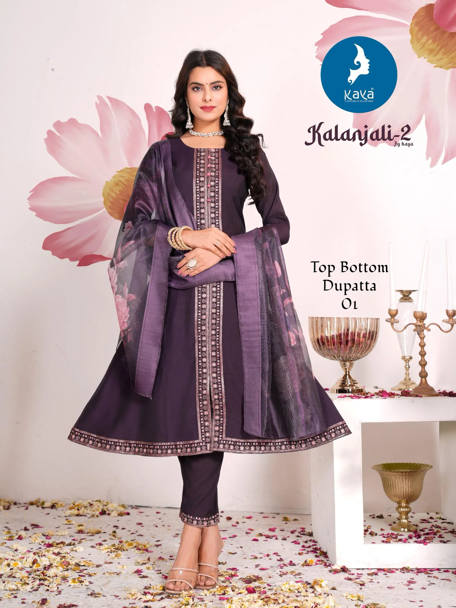 Kalanjali 2 By Kaya Roman Silk Kurti With Bottom Dupatta Suppliers In India